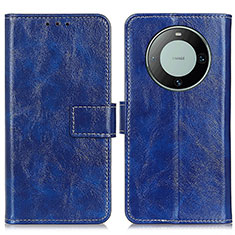 Custodia Portafoglio In Pelle Cover con Supporto K04Z per Huawei Mate 60 Pro Blu