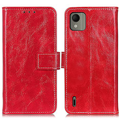 Custodia Portafoglio In Pelle Cover con Supporto K04Z per Nokia C110 Rosso