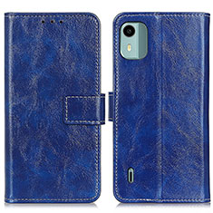 Custodia Portafoglio In Pelle Cover con Supporto K04Z per Nokia C12 Blu