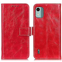 Custodia Portafoglio In Pelle Cover con Supporto K04Z per Nokia C12 Plus Rosso