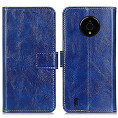 Custodia Portafoglio In Pelle Cover con Supporto K04Z per Nokia C200 Blu