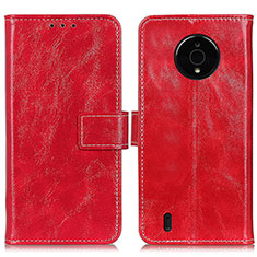 Custodia Portafoglio In Pelle Cover con Supporto K04Z per Nokia C200 Rosso