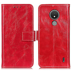 Custodia Portafoglio In Pelle Cover con Supporto K04Z per Nokia C21 Rosso