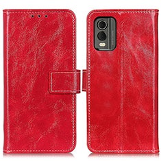 Custodia Portafoglio In Pelle Cover con Supporto K04Z per Nokia C210 Rosso