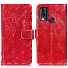 Custodia Portafoglio In Pelle Cover con Supporto K04Z per Nokia C22 Rosso