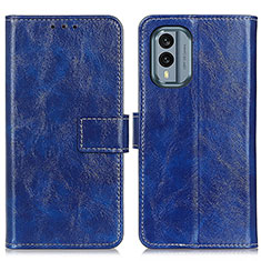 Custodia Portafoglio In Pelle Cover con Supporto K04Z per Nokia X30 5G Blu