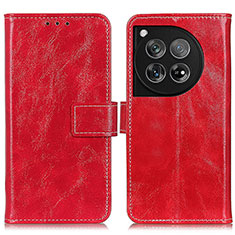 Custodia Portafoglio In Pelle Cover con Supporto K04Z per OnePlus 12R 5G Rosso