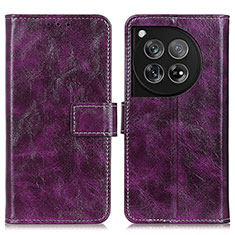 Custodia Portafoglio In Pelle Cover con Supporto K04Z per OnePlus 12R 5G Viola