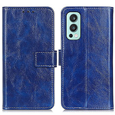 Custodia Portafoglio In Pelle Cover con Supporto K04Z per OnePlus Nord 2 5G Blu