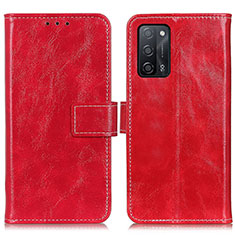 Custodia Portafoglio In Pelle Cover con Supporto K04Z per Oppo A56 5G Rosso
