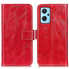 Custodia Portafoglio In Pelle Cover con Supporto K04Z per Oppo A96 4G Rosso