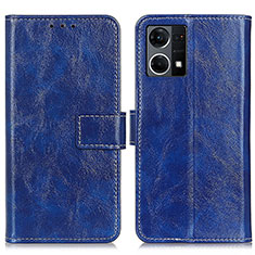 Custodia Portafoglio In Pelle Cover con Supporto K04Z per Oppo Reno8 4G Blu