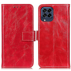 Custodia Portafoglio In Pelle Cover con Supporto K04Z per Samsung Galaxy M53 5G Rosso