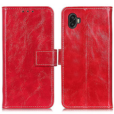 Custodia Portafoglio In Pelle Cover con Supporto K04Z per Samsung Galaxy XCover 6 Pro 5G Rosso