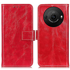 Custodia Portafoglio In Pelle Cover con Supporto K04Z per Sharp Aquos R8 Pro Rosso
