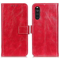 Custodia Portafoglio In Pelle Cover con Supporto K04Z per Sony Xperia 10 III Rosso