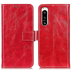 Custodia Portafoglio In Pelle Cover con Supporto K04Z per Sony Xperia 5 IV Rosso