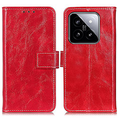 Custodia Portafoglio In Pelle Cover con Supporto K04Z per Xiaomi Mi 14 5G Rosso