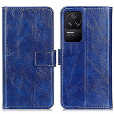 Custodia Portafoglio In Pelle Cover con Supporto K04Z per Xiaomi Poco F4 5G Blu