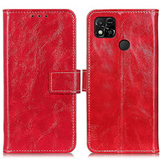 Custodia Portafoglio In Pelle Cover con Supporto K04Z per Xiaomi Redmi 10A 4G Rosso