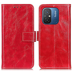 Custodia Portafoglio In Pelle Cover con Supporto K04Z per Xiaomi Redmi 12C 4G Rosso