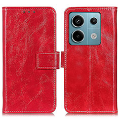 Custodia Portafoglio In Pelle Cover con Supporto K04Z per Xiaomi Redmi Note 13 Pro 5G Rosso