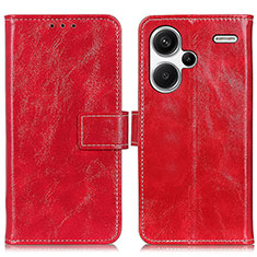 Custodia Portafoglio In Pelle Cover con Supporto K04Z per Xiaomi Redmi Note 13 Pro+ Plus 5G Rosso