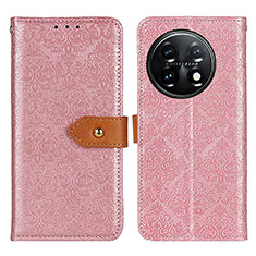 Custodia Portafoglio In Pelle Cover con Supporto K05Z per OnePlus 11 5G Rosa