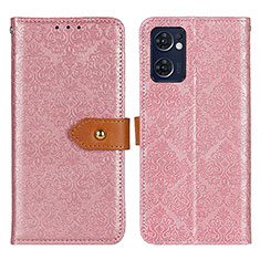 Custodia Portafoglio In Pelle Cover con Supporto K05Z per Oppo Find X5 Lite 5G Rosa