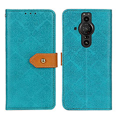 Custodia Portafoglio In Pelle Cover con Supporto K05Z per Sony Xperia PRO-I Verde