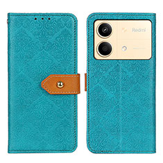 Custodia Portafoglio In Pelle Cover con Supporto K05Z per Xiaomi Redmi Note 13R Pro 5G Verde