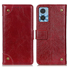 Custodia Portafoglio In Pelle Cover con Supporto K06Z per Motorola Moto E22 Rosso