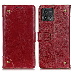Custodia Portafoglio In Pelle Cover con Supporto K06Z per Motorola Moto G72 Rosso