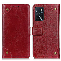 Custodia Portafoglio In Pelle Cover con Supporto K06Z per Oppo A54s Rosso