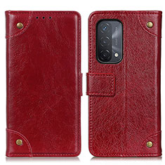 Custodia Portafoglio In Pelle Cover con Supporto K06Z per Oppo A74 5G Rosso
