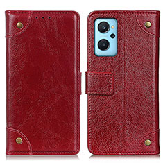 Custodia Portafoglio In Pelle Cover con Supporto K06Z per Realme 9i 4G Rosso