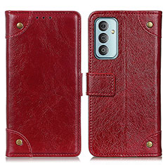 Custodia Portafoglio In Pelle Cover con Supporto K06Z per Samsung Galaxy F13 4G Rosso