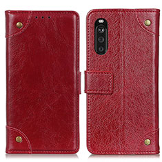 Custodia Portafoglio In Pelle Cover con Supporto K06Z per Sony Xperia 10 III Lite Rosso