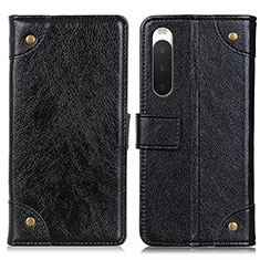 Custodia Portafoglio In Pelle Cover con Supporto K06Z per Sony Xperia 10 V Nero