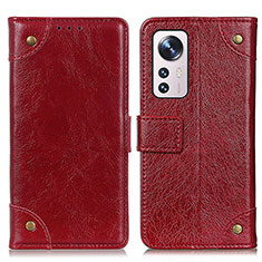 Custodia Portafoglio In Pelle Cover con Supporto K06Z per Xiaomi Mi 12 5G Rosso