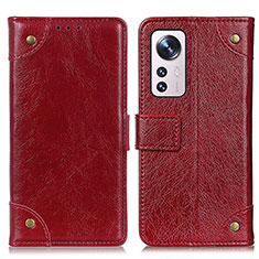 Custodia Portafoglio In Pelle Cover con Supporto K06Z per Xiaomi Mi 12S Pro 5G Rosso