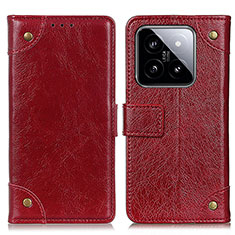 Custodia Portafoglio In Pelle Cover con Supporto K06Z per Xiaomi Mi 14 Pro 5G Rosso