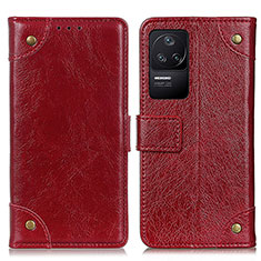 Custodia Portafoglio In Pelle Cover con Supporto K06Z per Xiaomi Poco F4 5G Rosso