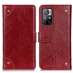 Custodia Portafoglio In Pelle Cover con Supporto K06Z per Xiaomi Redmi Note 11T 5G Rosso