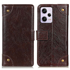 Custodia Portafoglio In Pelle Cover con Supporto K06Z per Xiaomi Redmi Note 12 Explorer Marrone