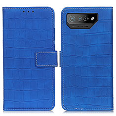 Custodia Portafoglio In Pelle Cover con Supporto K07Z per Asus ROG Phone 7 Blu