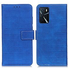 Custodia Portafoglio In Pelle Cover con Supporto K07Z per Oppo A16s Blu