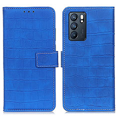 Custodia Portafoglio In Pelle Cover con Supporto K07Z per Oppo Reno6 5G Blu