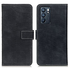 Custodia Portafoglio In Pelle Cover con Supporto K07Z per Oppo Reno6 5G Nero