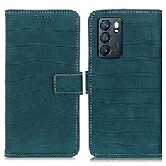 Custodia Portafoglio In Pelle Cover con Supporto K07Z per Oppo Reno6 5G Verde